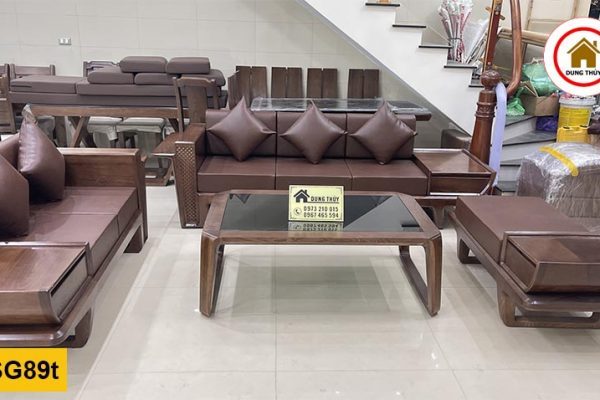 Sofa 2 văng bay chân thẳng gỗ sồi Nga SG89t
