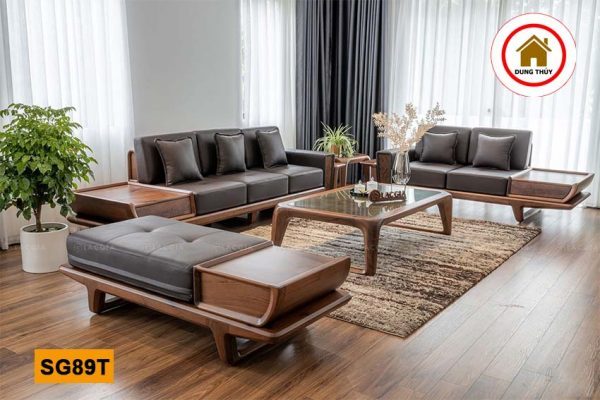 Sofa 2 văng bay chân thẳng gỗ sồi Nga SG89T