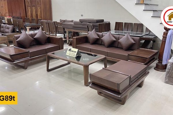 Sofa 2 văng bay chân thẳng gỗ sồi Nga SG89t