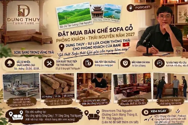 Địa chỉ bán bàn ghế sofa gỗ giá rẻ mà chất tại tỉnh Thái Nguyên mới