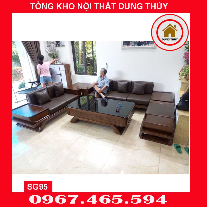 sofa gỗ tự nhiên đẹp phòng khách