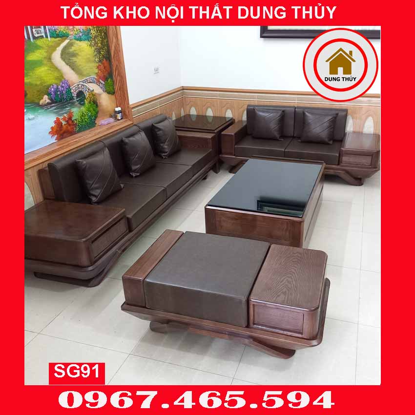 Bộ ghế sofa 2 văng phi thuyền gỗ sồi Nga SG91