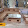 bàn giao sofa góc lá me gỗ sồi SG125