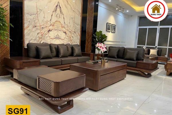Bộ ghế sofa 2 văng chân thuyền cong gỗ sồi Nga SG91