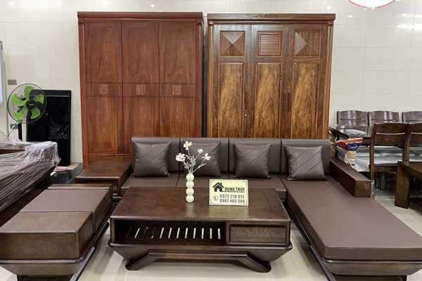 Sofa góc chữ L chân thuyền gỗ sồi Nga SG92