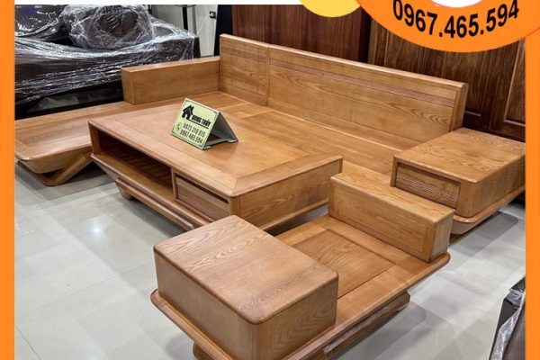 Sofa góc chữ L chân thuyền gỗ sồi Nga SG92 Hanoi