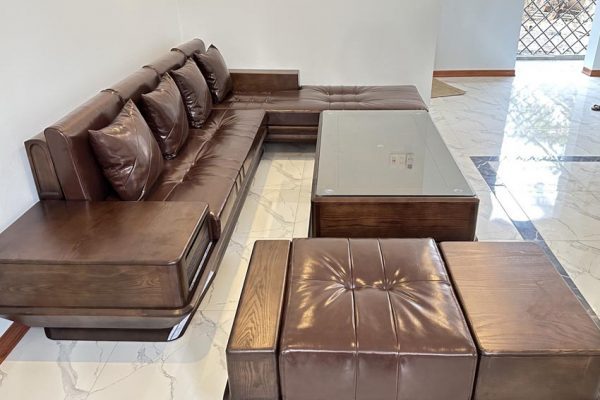 Sofa góc chữ L chân thuyền gỗ sồi Nga SG92