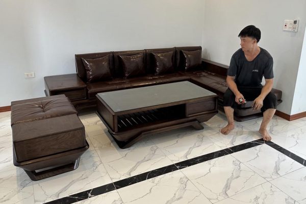Sofa góc chữ L chân thuyền gỗ sồi Nga SG92