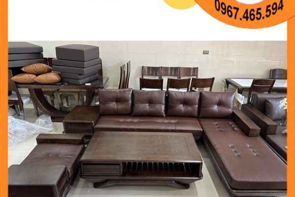 Sofa góc chữ L chân thuyền gỗ sồi Nga SG92