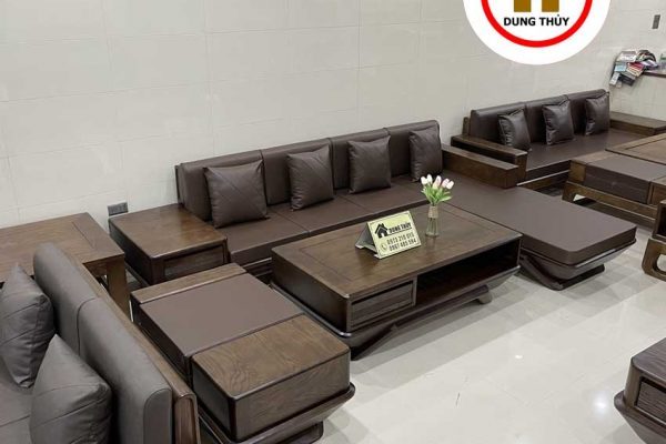 Sofa góc chữ L chân thuyền gỗ sồi Nga SG92 chats