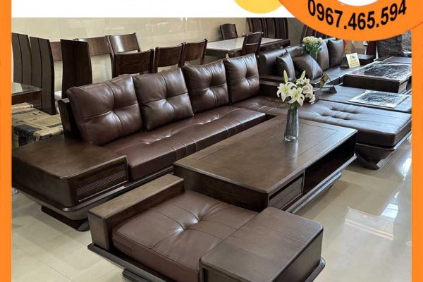 Sofa góc chữ L chân thuyền gỗ sồi Nga SG92