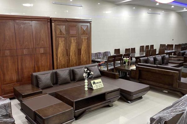 Sofa góc chữ L chân thuyền gỗ sồi Nga SG92