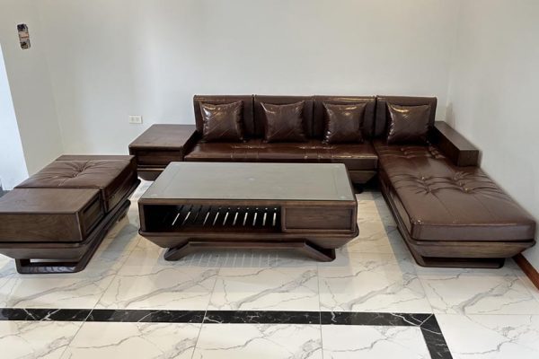 Sofa góc chữ L chân thuyền gỗ sồi Nga SG92