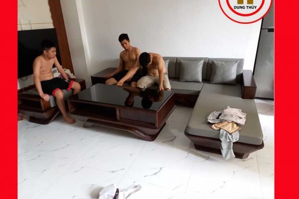Sofa góc chữ L chân thuyền gỗ sồi Nga SG92