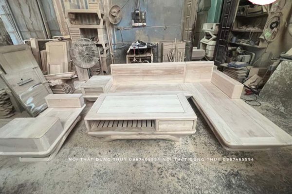 Sofa góc chữ L chân thuyền gỗ sồi Nga SG92