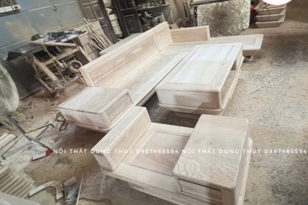 Sofa góc chữ L chân thuyền gỗ sồi Nga SG92