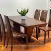Bàn ăn gỗ chữ C kèm 6 ghế mặt lồi gỗ sồi Nga BA47