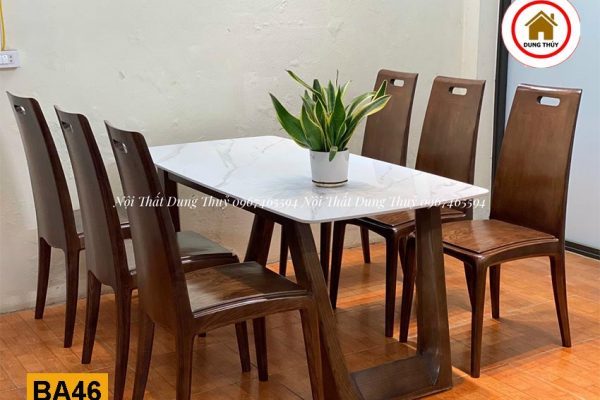 bàn ăn gỗ chân cong BA46