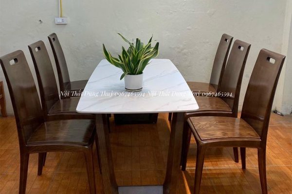 bàn ăn gỗ chân cong BA46 đẹp