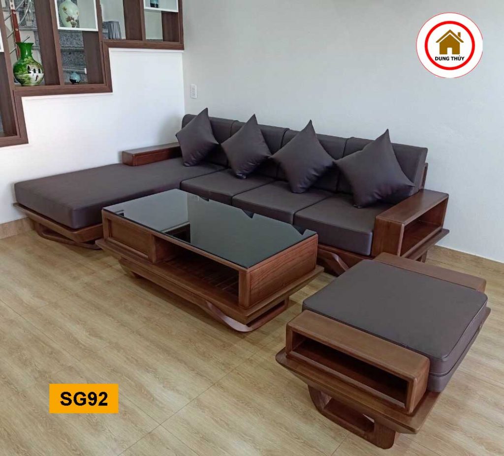 Sofa góc chữ L chân thuyền gỗ sồi Nga SG92