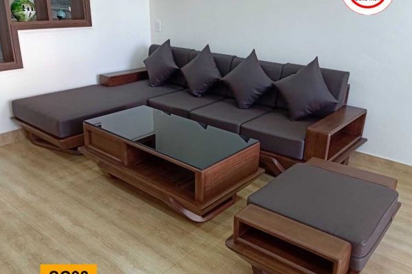 Sofa góc chữ L chân thuyền gỗ sồi Nga SG92