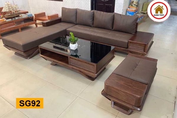 sofa gỗ góc chữ L mini