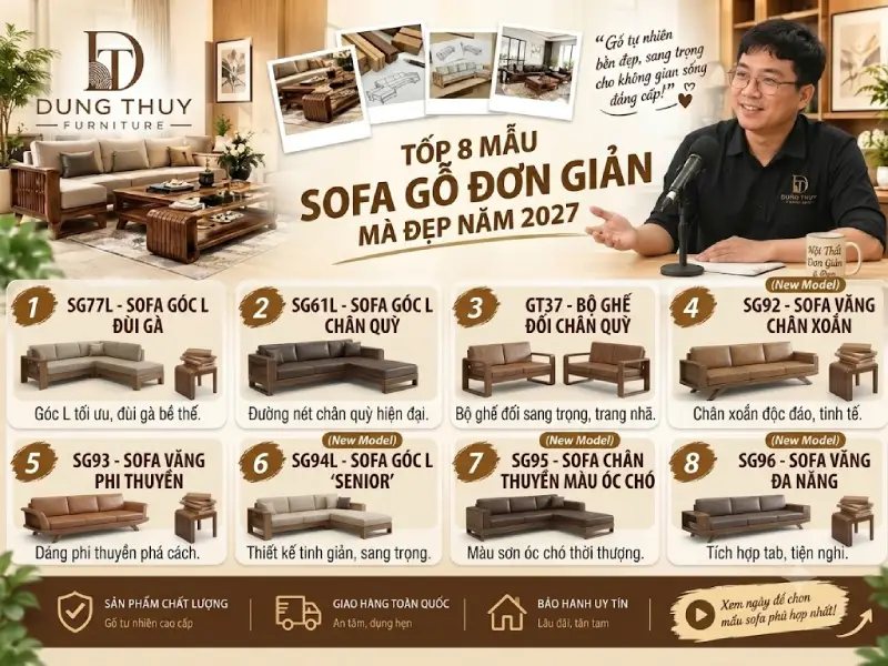 8 mẫu sofa gỗ đơn giản mà đẹp