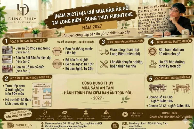 Mua bàn ăn ở đâu tốt tại Long Biên