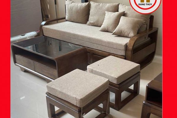 Sofa kéo ra thành giường kèm bàn trà gỗ sồi Nga SG94