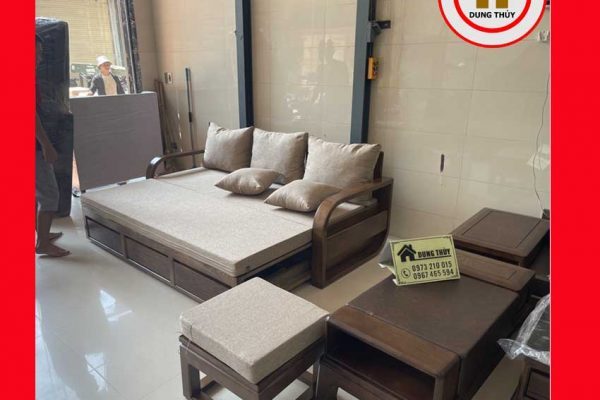 Sofa kéo ra thành giường kèm bàn trà gỗ sồi Nga SG94