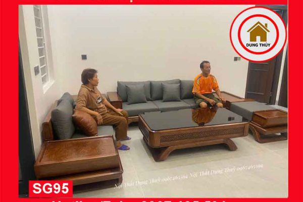 Bộ ghế sofa 2 văng thuyền cánh cong gỗ sồi Nga SG95 hanam 5