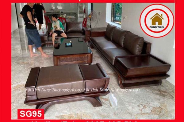 Bộ ghế sofa 2 văng thuyền cánh cong gỗ sồi Nga SG95 hanam 5
