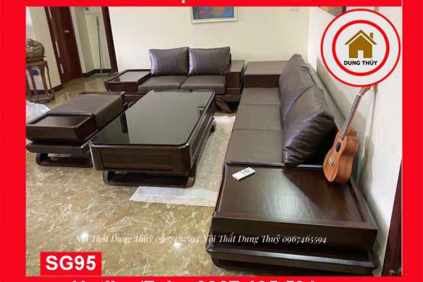 Bộ ghế sofa 2 văng thuyền cánh cong gỗ sồi Nga SG95 hanam 5