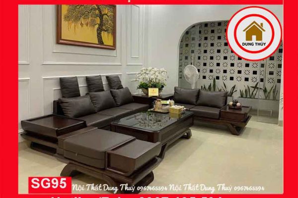 Bộ ghế sofa 2 văng thuyền cánh cong gỗ sồi Nga SG95