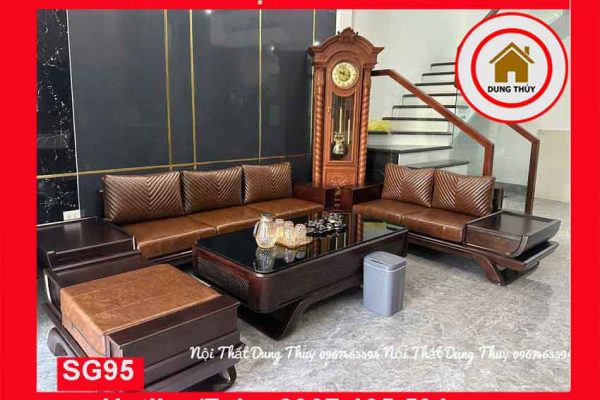 Bộ ghế sofa 2 văng thuyền cánh cong gỗ sồi Nga SG95