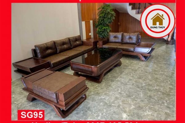 Bộ ghế sofa 2 văng thuyền cánh cong gỗ sồi Nga SG95