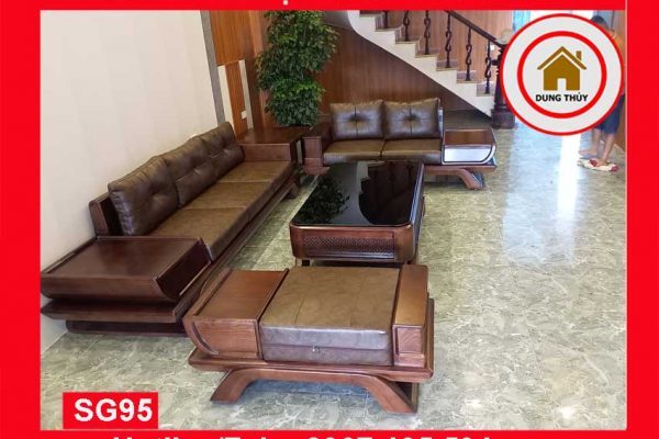 Bộ ghế sofa 2 văng thuyền cánh cong gỗ sồi Nga SG95