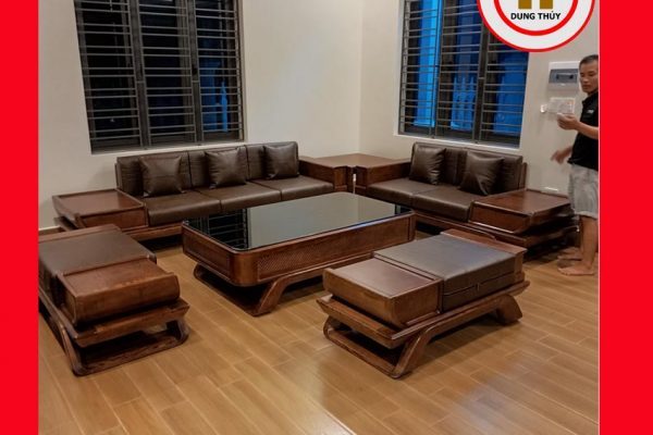 Bộ ghế sofa 2 văng thuyền cánh cong gỗ sồi Nga SG95