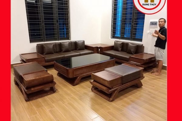 Bộ ghế sofa 2 văng thuyền cánh cong gỗ sồi Nga SG95