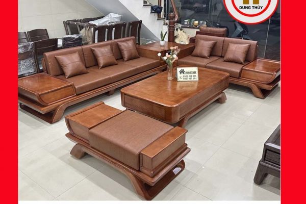 Bộ ghế sofa 2 văng thuyền cánh cong gỗ sồi Nga SG95 showroom 2