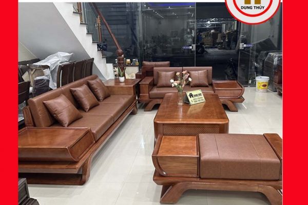 Bộ ghế sofa 2 văng thuyền cánh cong gỗ sồi Nga SG95 showroom 2