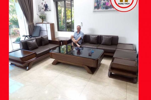 Bộ ghế sofa 2 văng thuyền ngăn kéo cong gỗ sồi Nga SG95