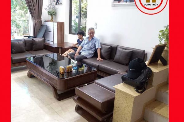 Bộ ghế sofa 2 văng thuyền ngăn kéo cong gỗ sồi Nga SG95