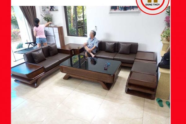 Bộ ghế sofa 2 văng thuyền ngăn kéo cong gỗ sồi Nga SG95