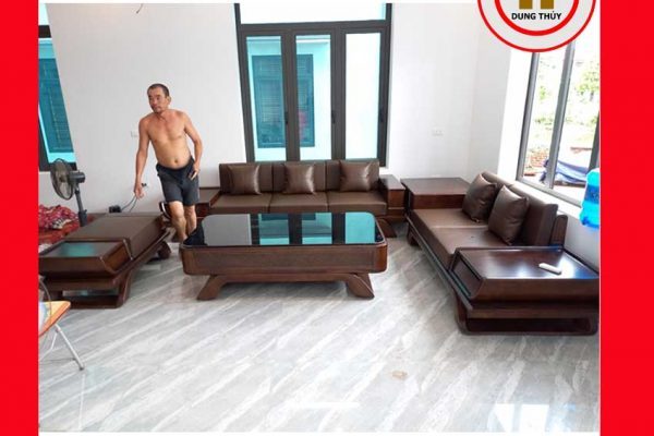 Bộ ghế sofa 2 văng thuyền ngăn kéo cong gỗ sồi Nga SG95