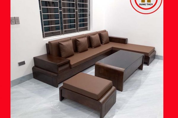 Bộ ghế sofa góc chữ L chân cuốn gỗ sồi Nga SG47L 2