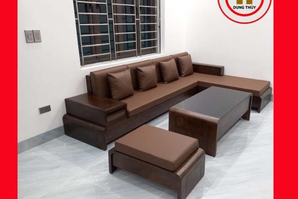 Bộ ghế sofa góc chữ L chân cuốn gỗ sồi Nga SG47L 2