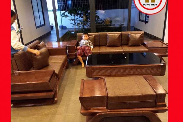 Bộ ghế sofa 2 văng thuyền cánh cong gỗ sồi Nga SG95 tp Bacgiang 2
