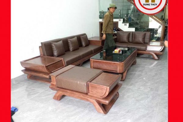 Bộ ghế sofa 2 văng thuyền cánh cong gỗ sồi Nga SG95 thanhha 2
