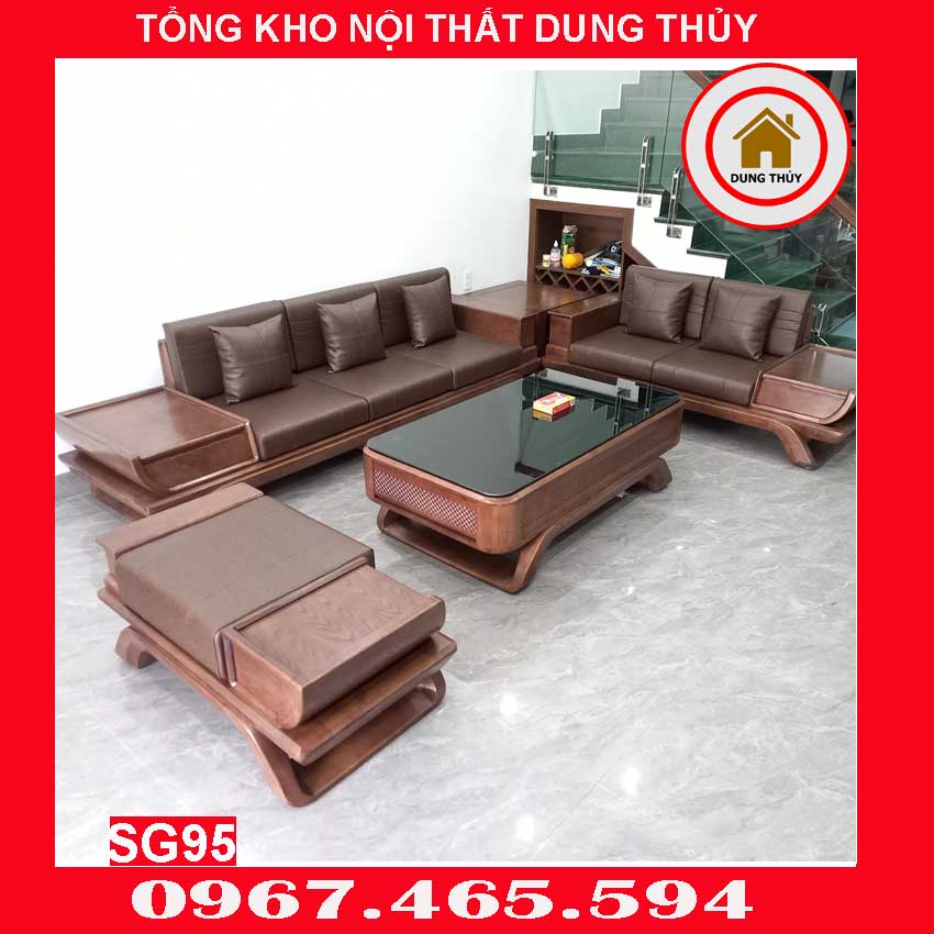 Bộ ghế sofa 2 văng thuyền cánh cong gỗ sồi Nga SG95 thanhha 2